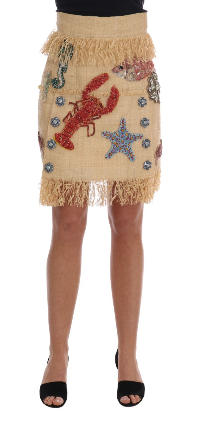 【VIP価格】DOLCE & GABBANA Crystal High-Waist Skirt Sequined miniskirt with branded elastic in Silver for Women