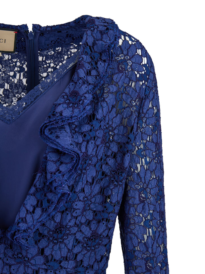 Gucci Blu Viscose and Cotton Mid Long Dress