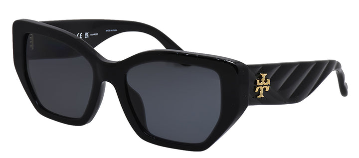 Tory Burch TY 7187U 170981 Irregular Plastic Black Sunglasses with Grey Polarized Lens