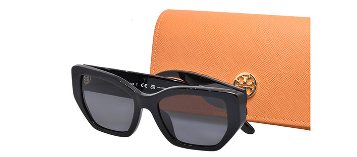 Tory Burch TY 7187U 170981 Irregular Plastic Black Sunglasses with Grey Polarized Lens