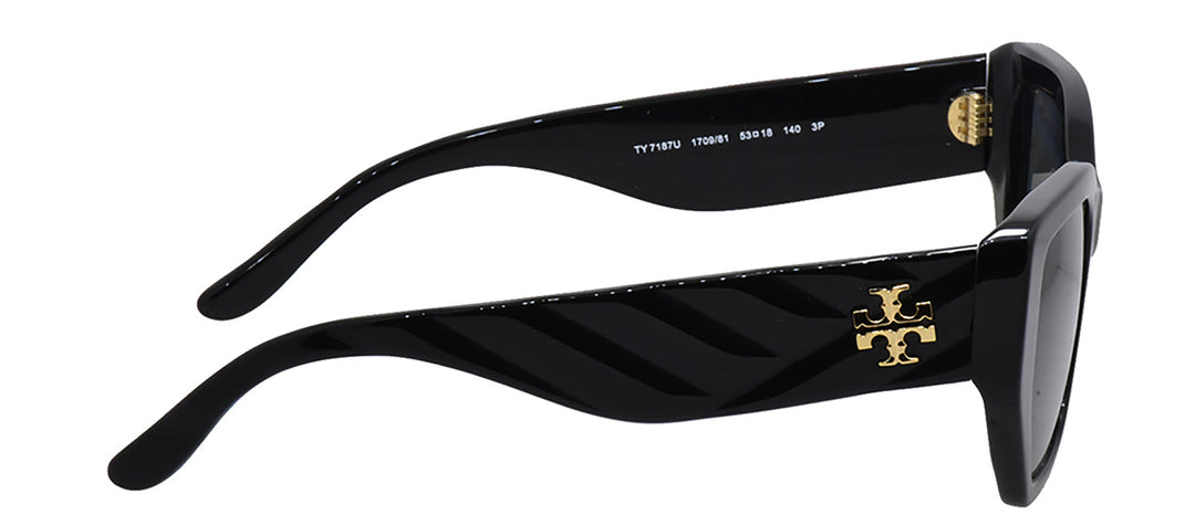 Tory Burch TY 7187U 170981 Irregular Plastic Black Sunglasses with Grey Polarized Lens