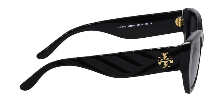 Tory Burch TY 7187U 170981 Irregular Plastic Black Sunglasses with Grey Polarized Lens