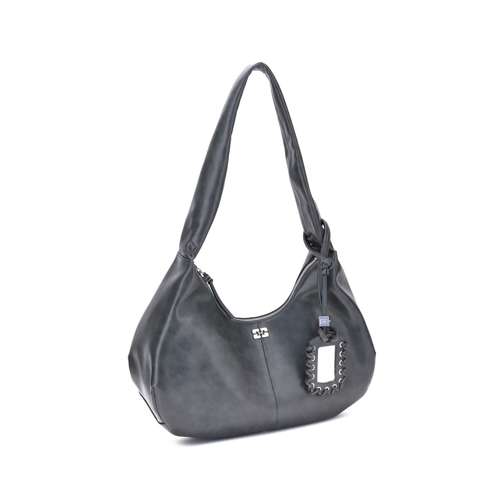 Ganni Black Lyocell Shoulder Bag