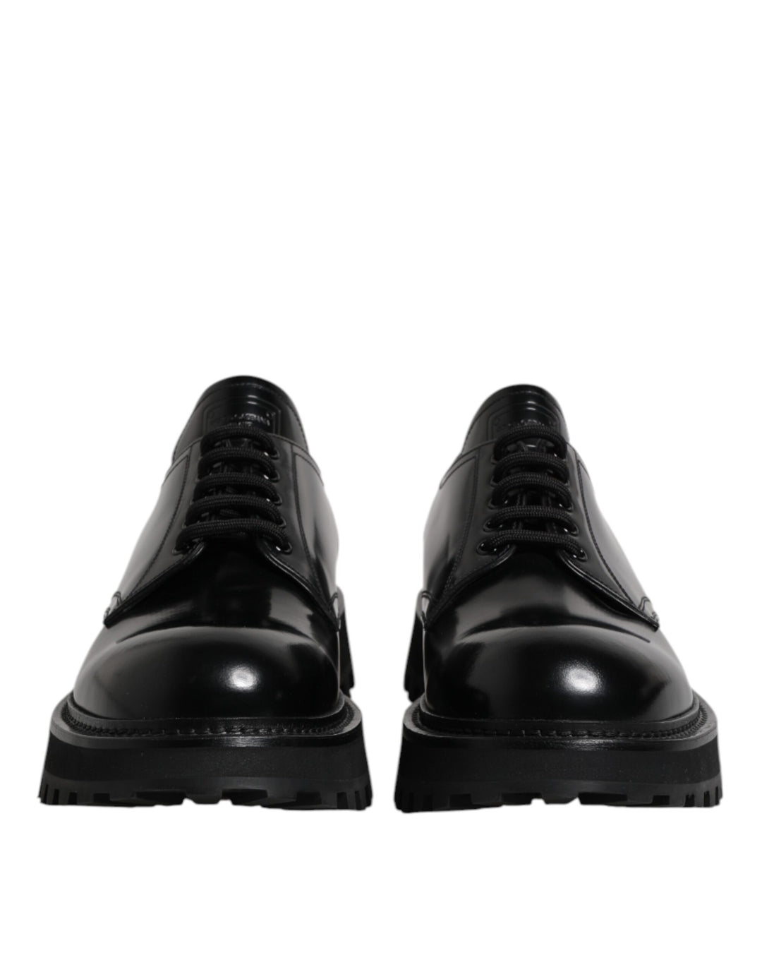 Dolce & Gabbana Black Leather Lace Up Derby Men Dress Shoes