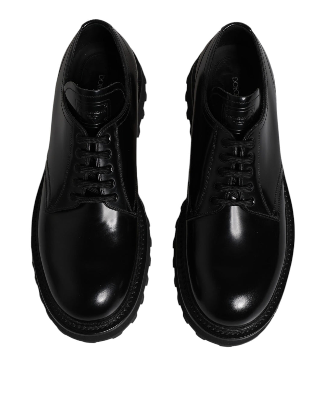 Dolce & Gabbana Black Leather Lace Up Derby Men Dress Shoes
