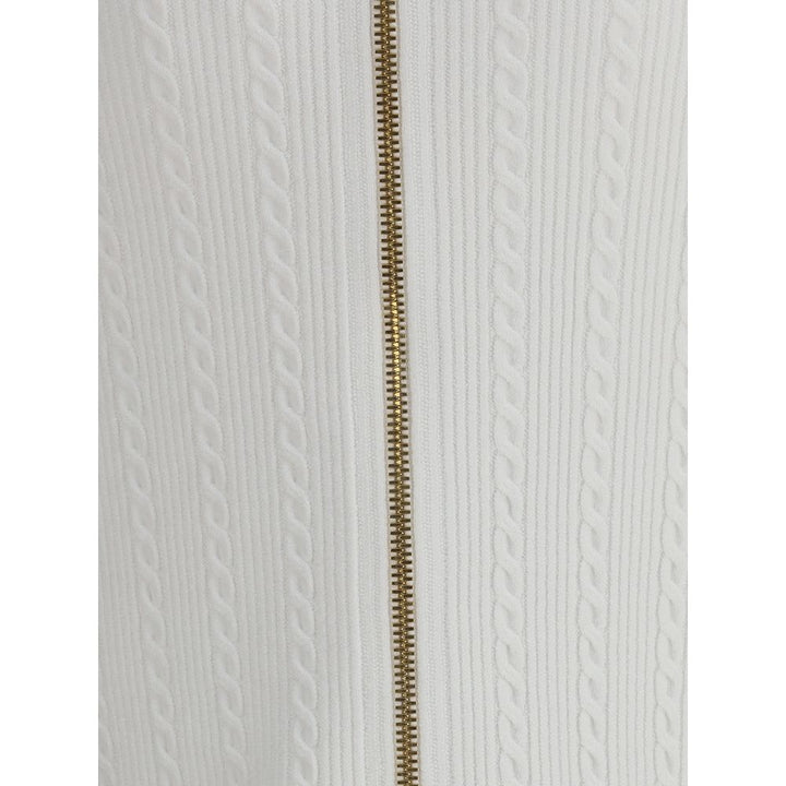 Balmain White Viscose Midi Skirt
