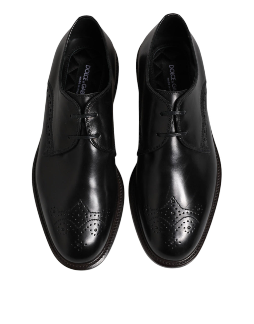 Dolce & Gabbana Black Leather Derby Wingtip Formal Shoes
