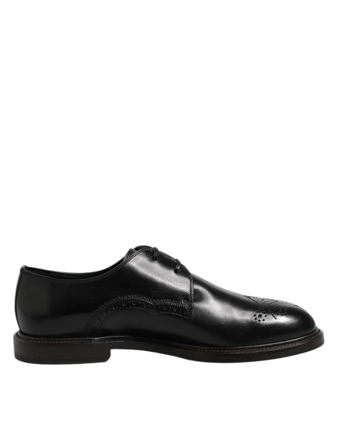 Dolce & Gabbana Black Leather Derby Wingtip Formal Shoes