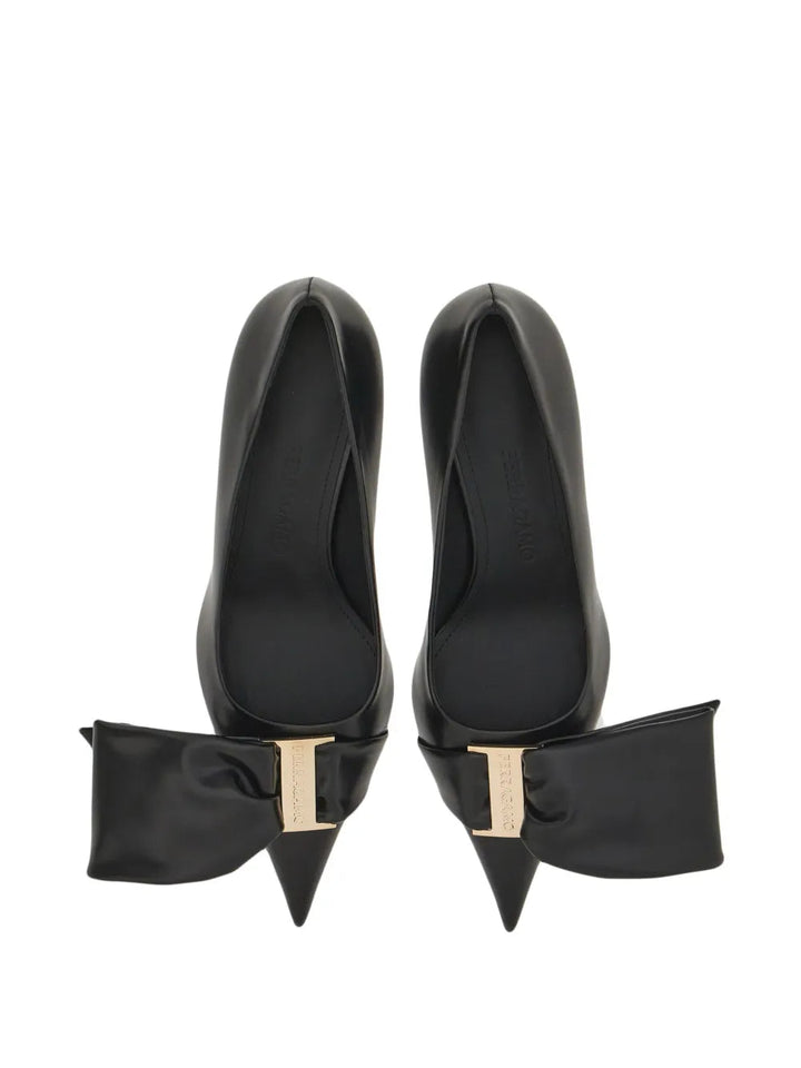 Ferragamo 105Mm Oversized-Bow Leather Pumps