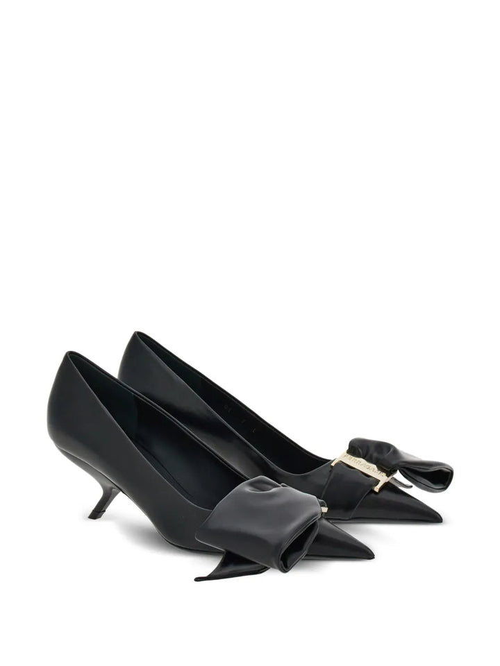 Ferragamo 105Mm Oversized-Bow Leather Pumps