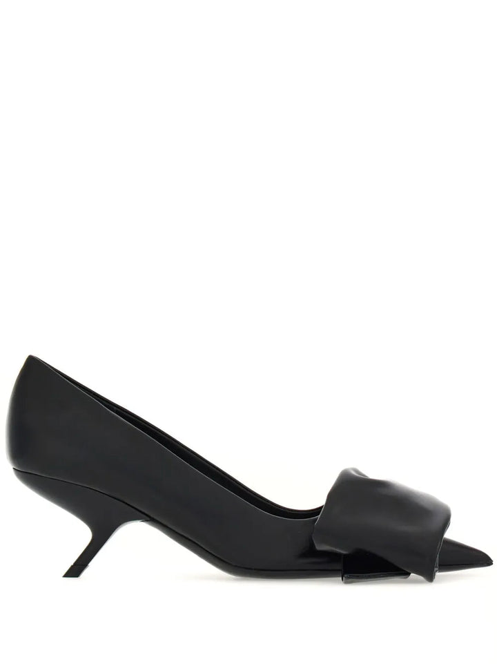 Ferragamo 105Mm Oversized-Bow Leather Pumps