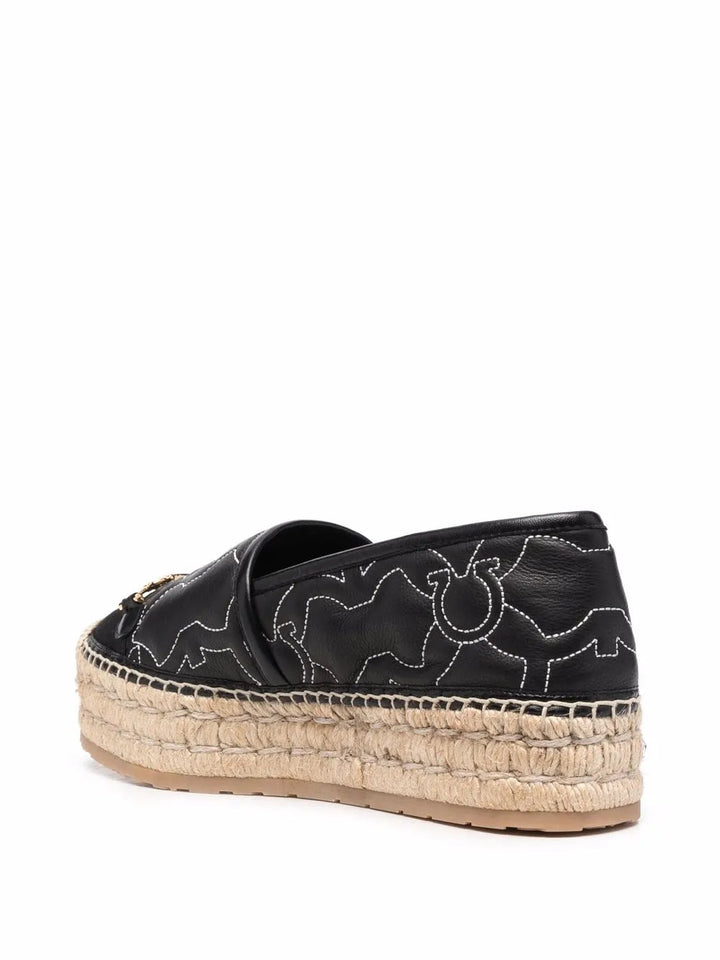 Ferragamo Gancini Logo-Embroidered Espadrilles