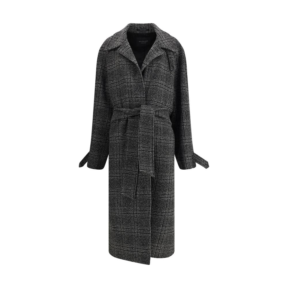 Balenciaga Check long Coat | Luxury Designer Fashion