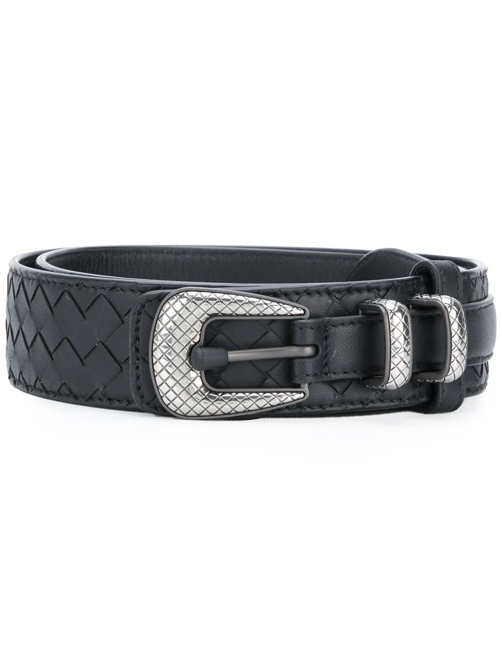 Bottega Veneta Nappa Intrecciato Leather Embossed Buckle Belt