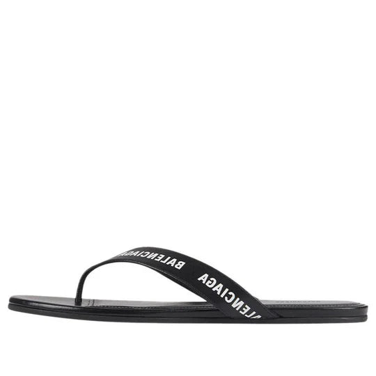 Balenciaga Leather Logo Printed Flip Flops