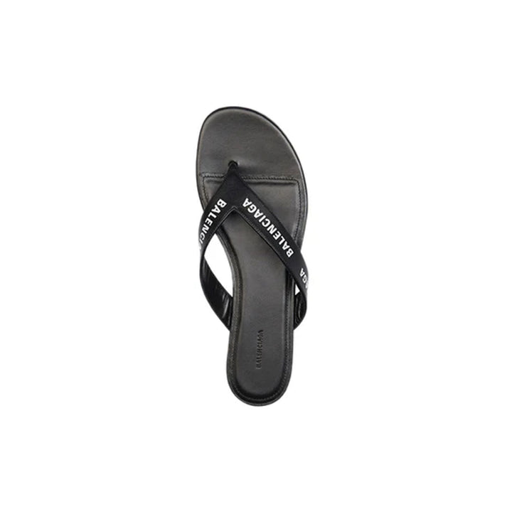 Balenciaga Leather Logo Printed Flip Flops