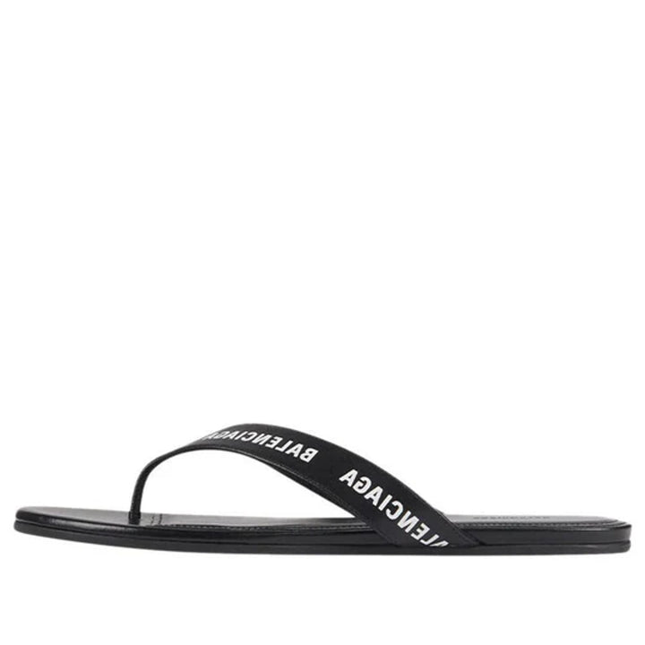 Balenciaga Leather Logo Printed Flip Flops