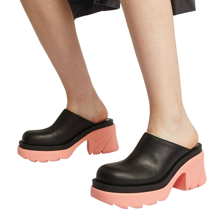 Bottega Veneta Flash Mules Black/Pink
