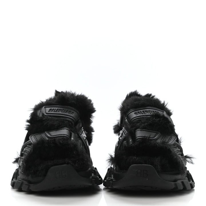 Balenciaga Faux Fur Rubber Mesh Track Sandals 'Black'