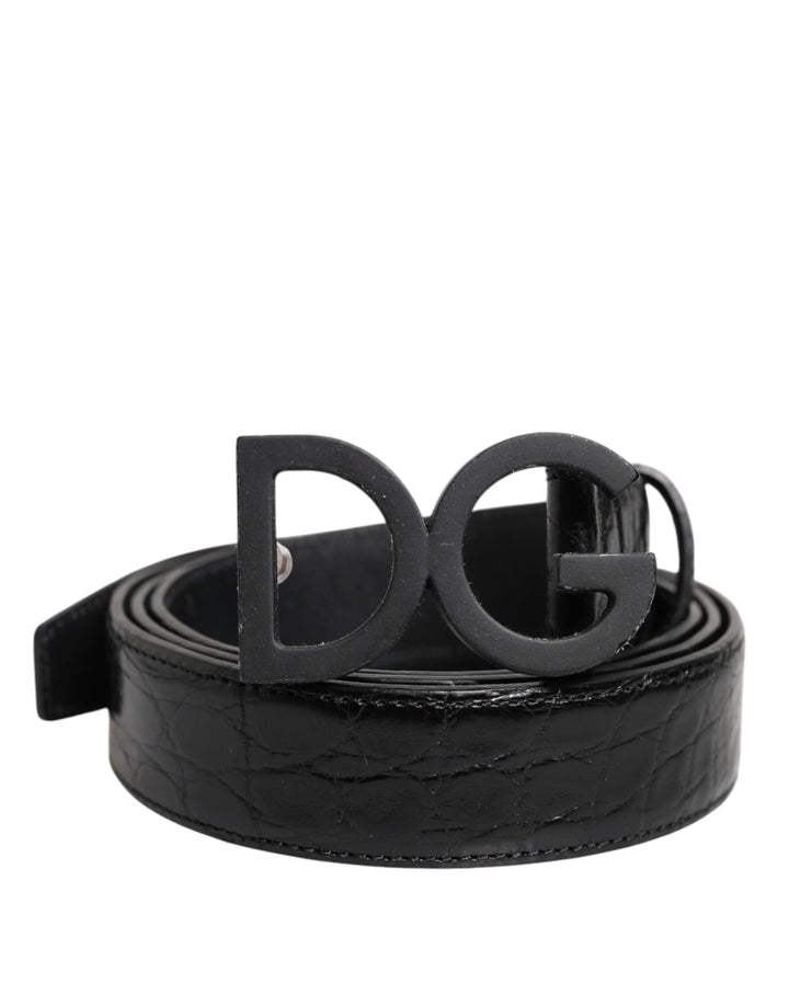 Dolce & Gabbana Black Leather Classic Metal DG Buckle Belt