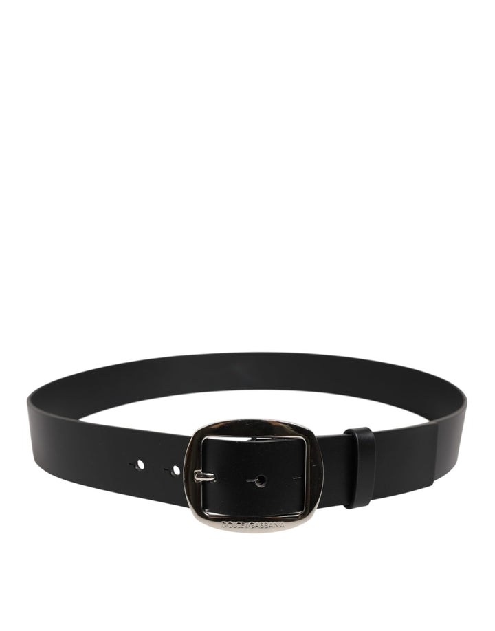 Dolce & Gabbana Black Leather Classic Metal Buckle Belt