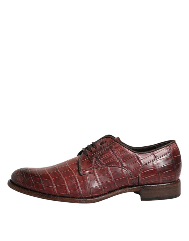 Dolce & Gabbana Burgundy Leather Lace Up Derby Dress Shoes