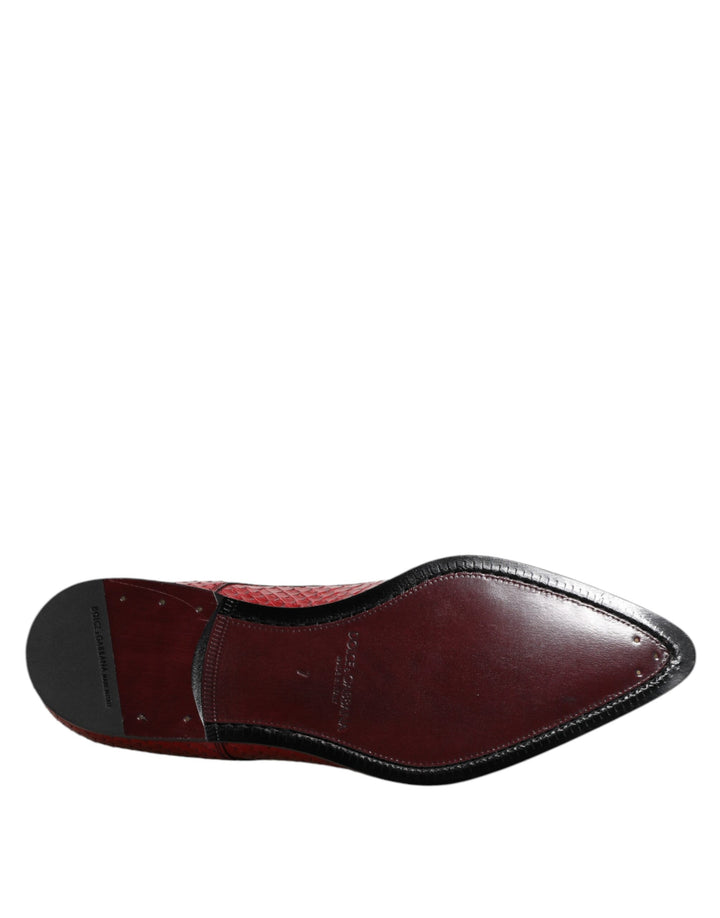 Dolce & Gabbana Red Exotic Leather Lace Up Dress Derby Shoes