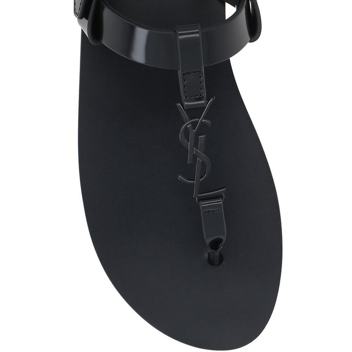 Saint Laurent Black Calfskin Flat Sandals