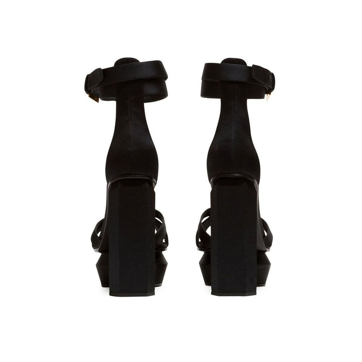 Balmain Black Silk Platform Sandals
