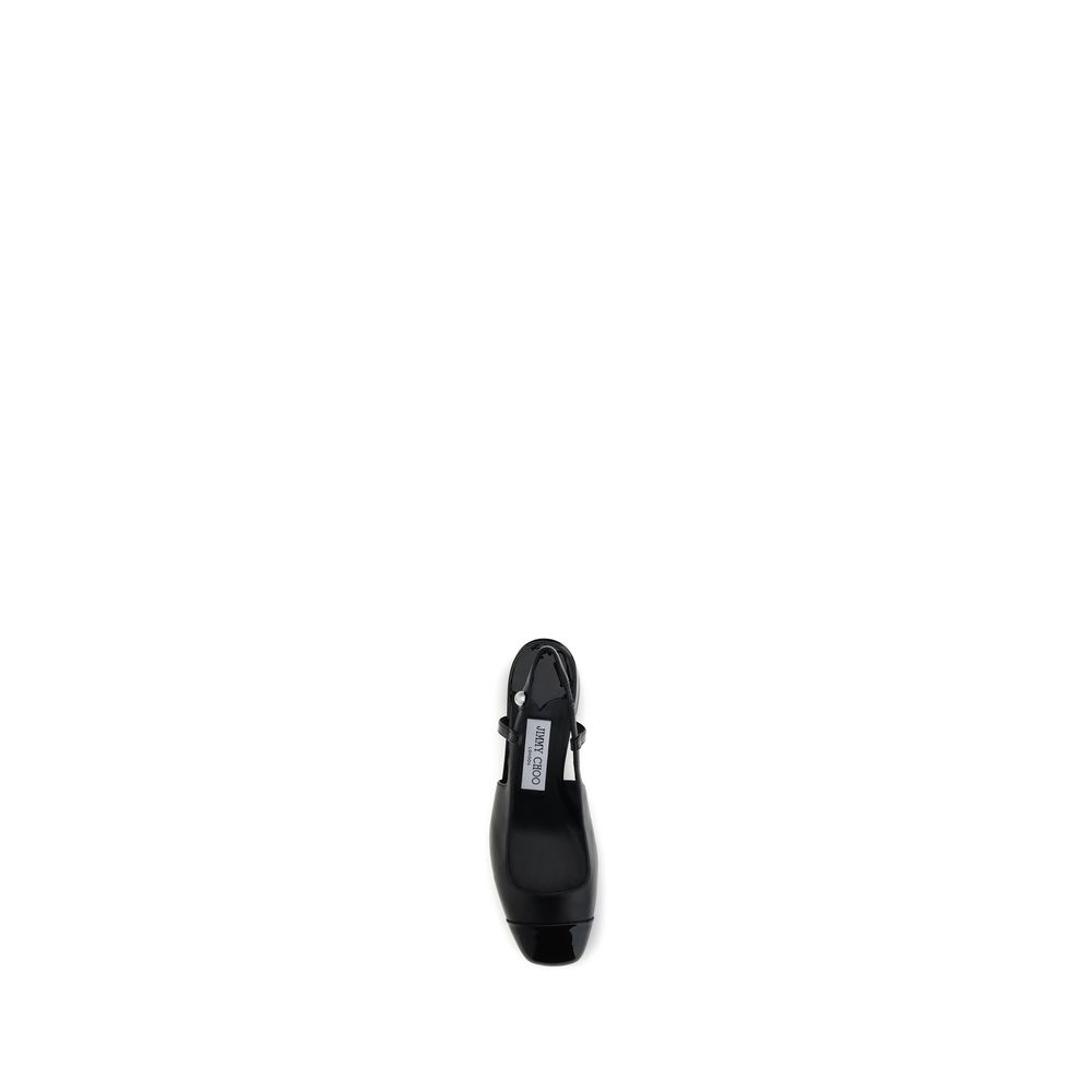 Jimmy Choo Black Calf Leather Bos Taurus Mid Heel Pumps