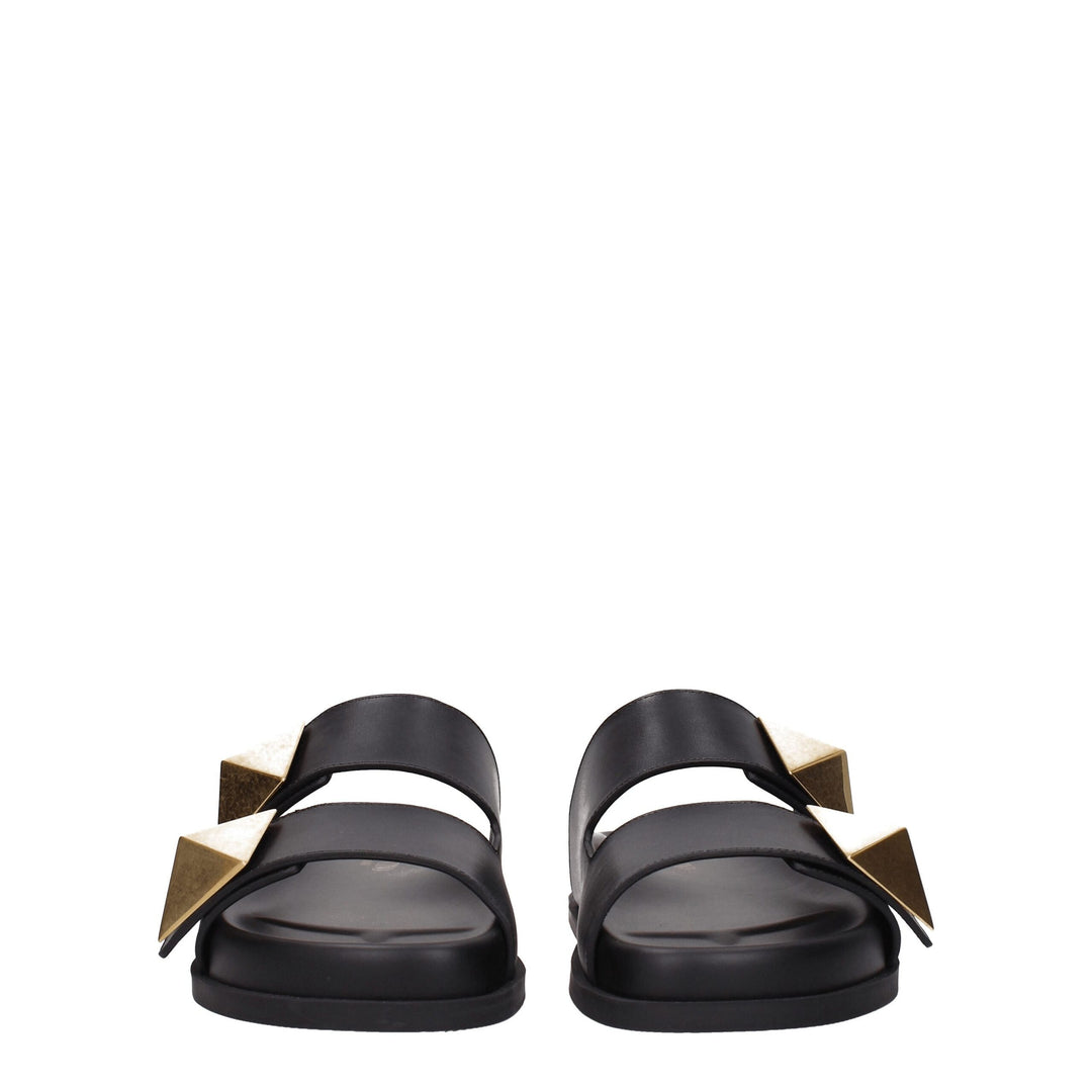 Valentino Garavani Black Leather Slippers