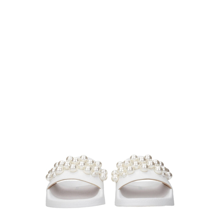 Stuart Weitzman White Leather Slippers