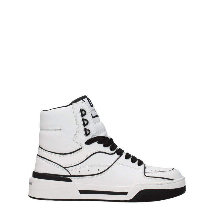 Dolce & Gabbana White Leather High Top Sneakers