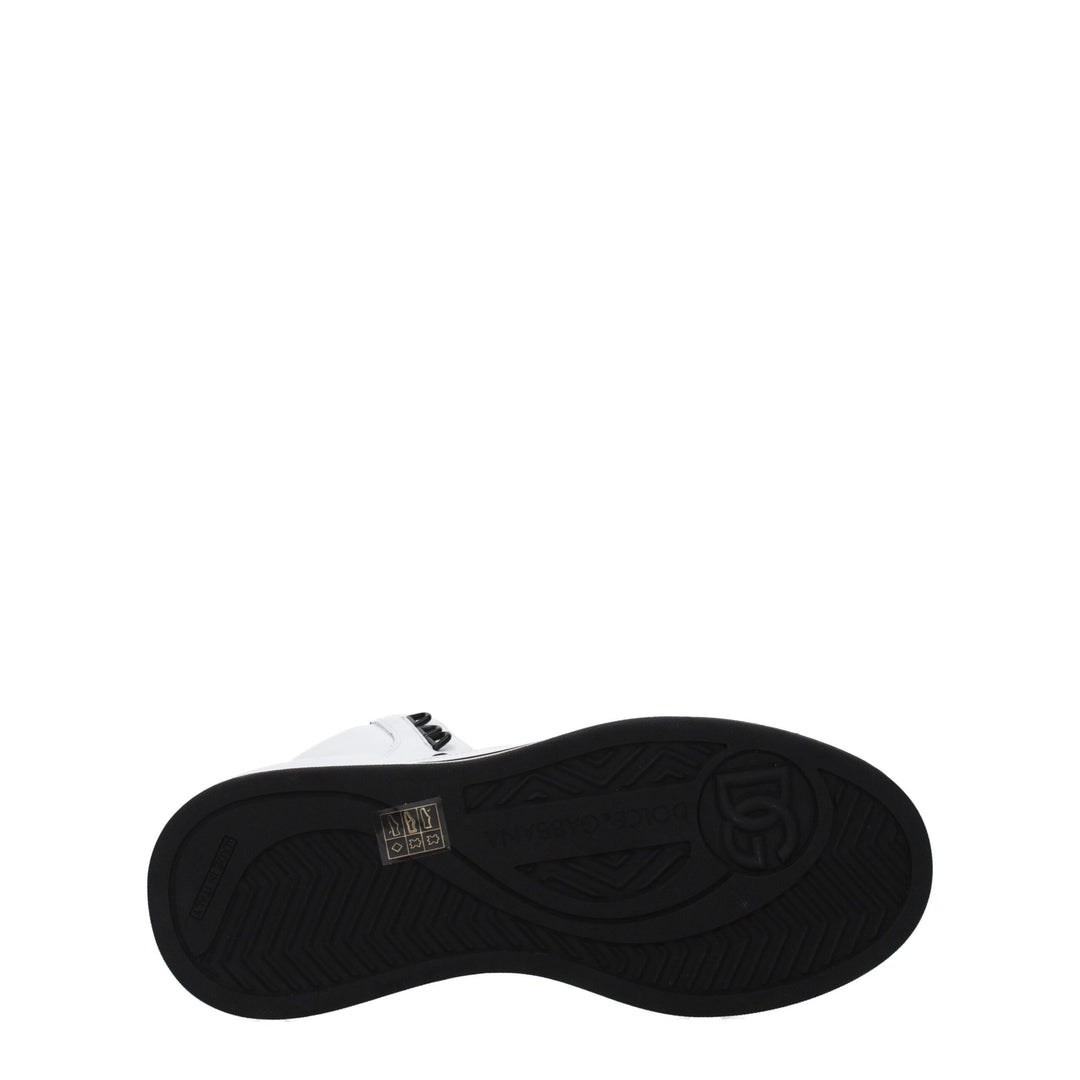 Dolce & Gabbana White Leather High Top Sneakers