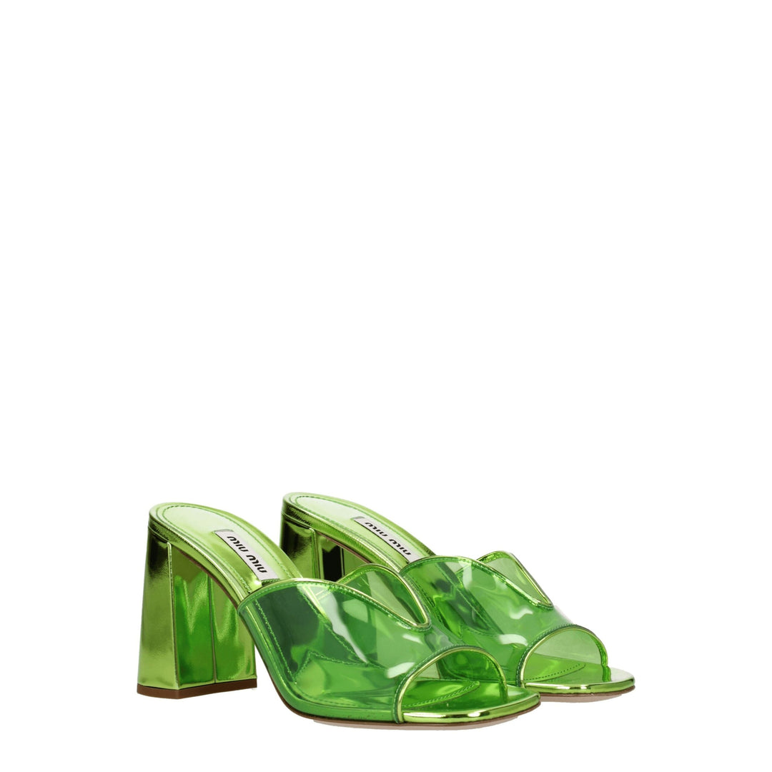 Miu Miu Green Plexiglass Platform Sandals