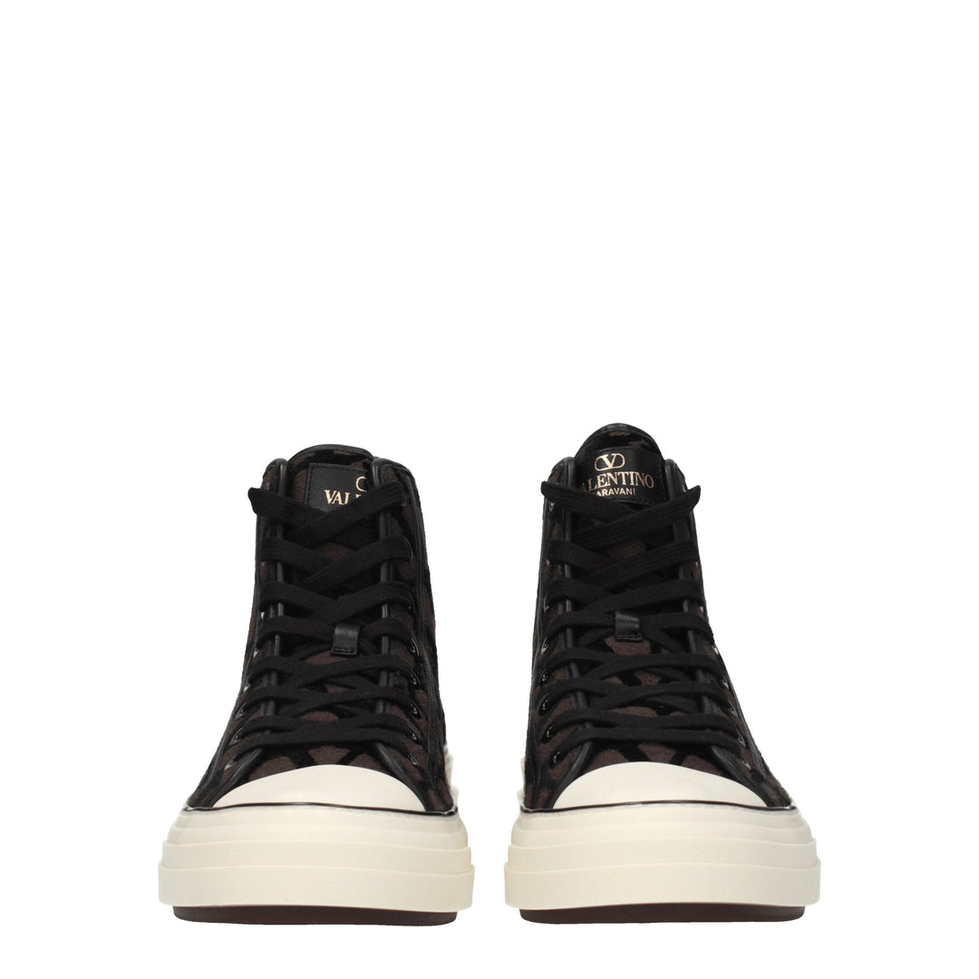 Valentino Garavani Brown Fabric High Top Sneakers