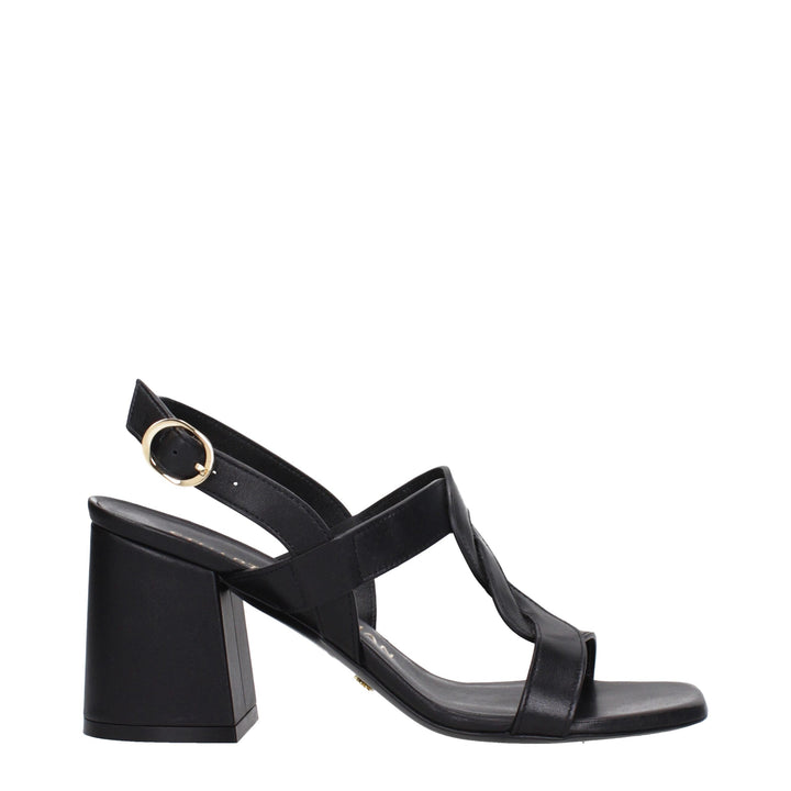 Stuart Weitzman Black Leather Platform Sandals