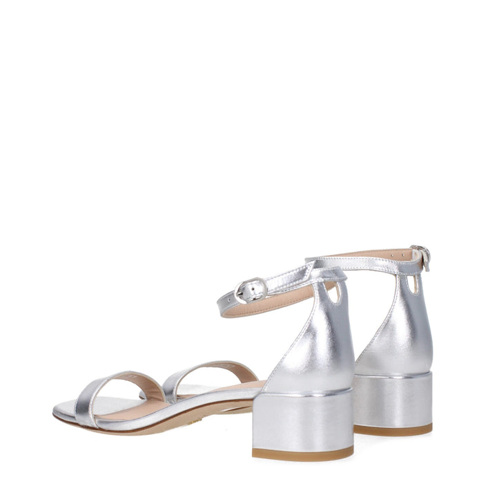 Stuart Weitzman Gray Leather Flat Sandals