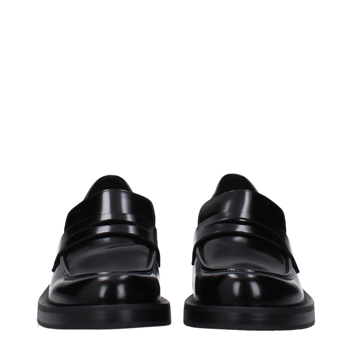 Stuart Weitzman Black Leather Slip-On Loafers
