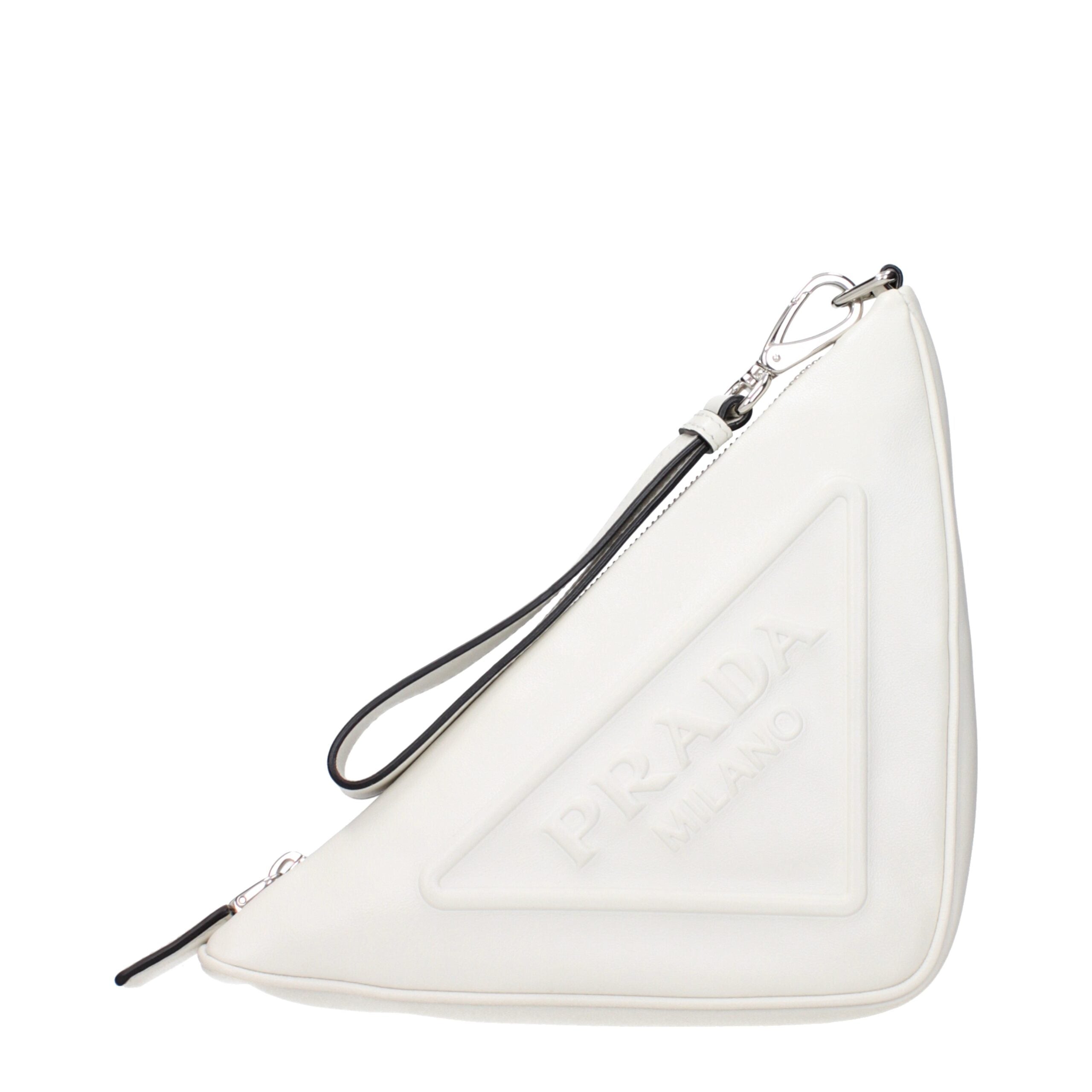 Prada White Leather Clutch Bags | Luxury Designer Fashion