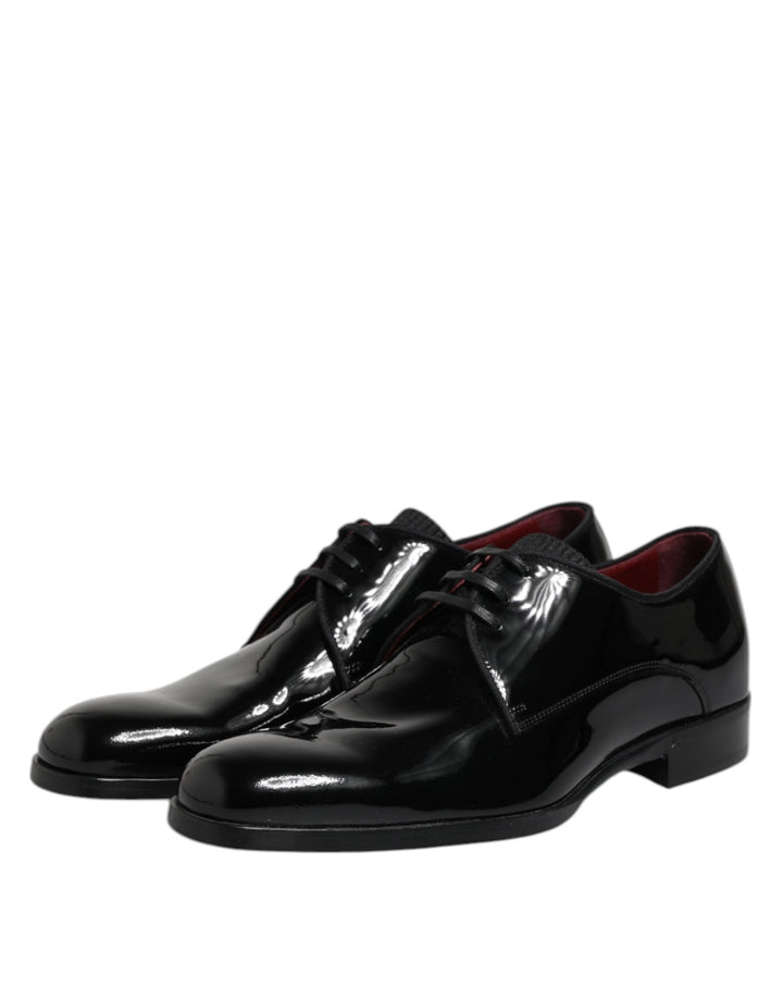 Dolce & Gabbana Black Leather Lace Up Men Derby Formal Shoes