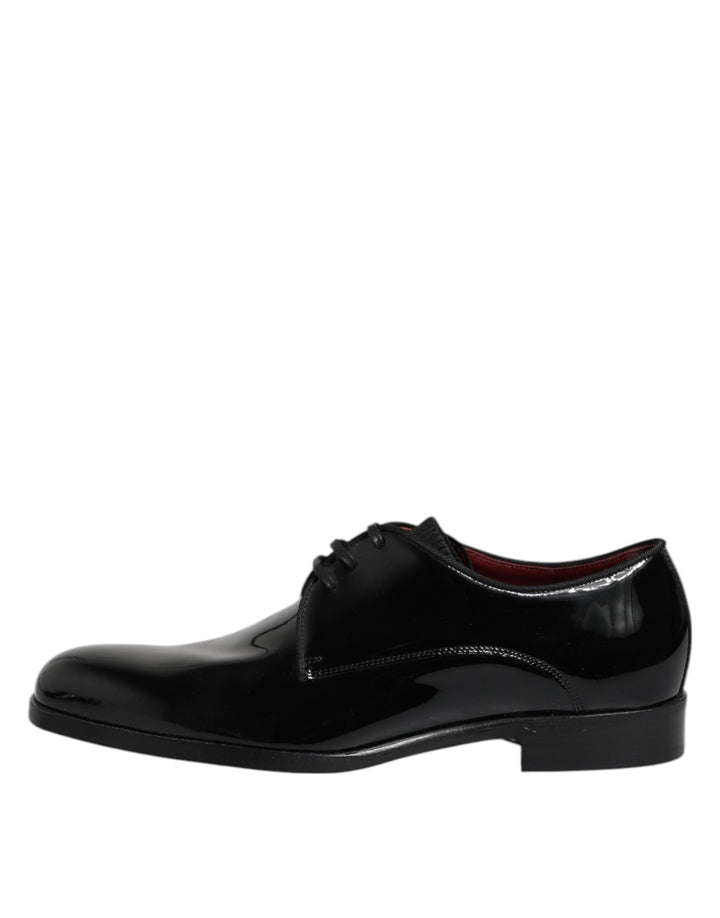 Dolce & Gabbana Black Leather Lace Up Men Derby Formal Shoes