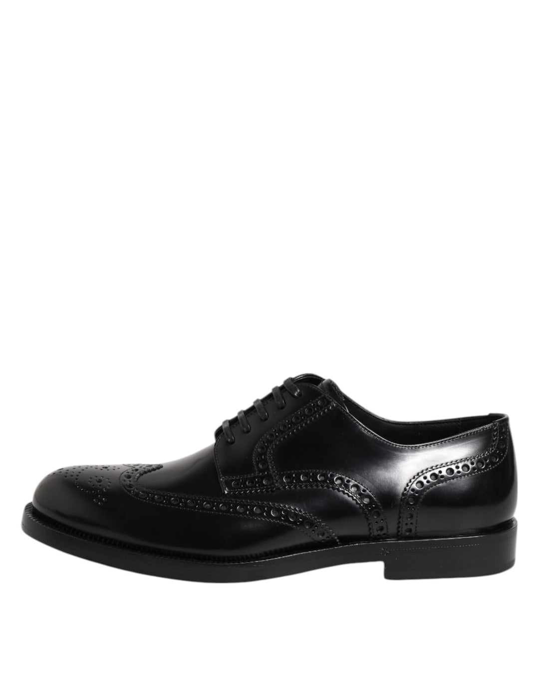 Dolce & Gabbana Black Leather Derby Wingtip Formal Shoes