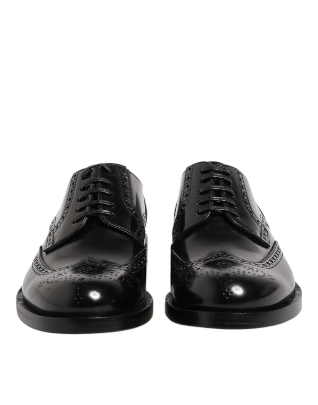Dolce & Gabbana Black Leather Derby Wingtip Formal Shoes