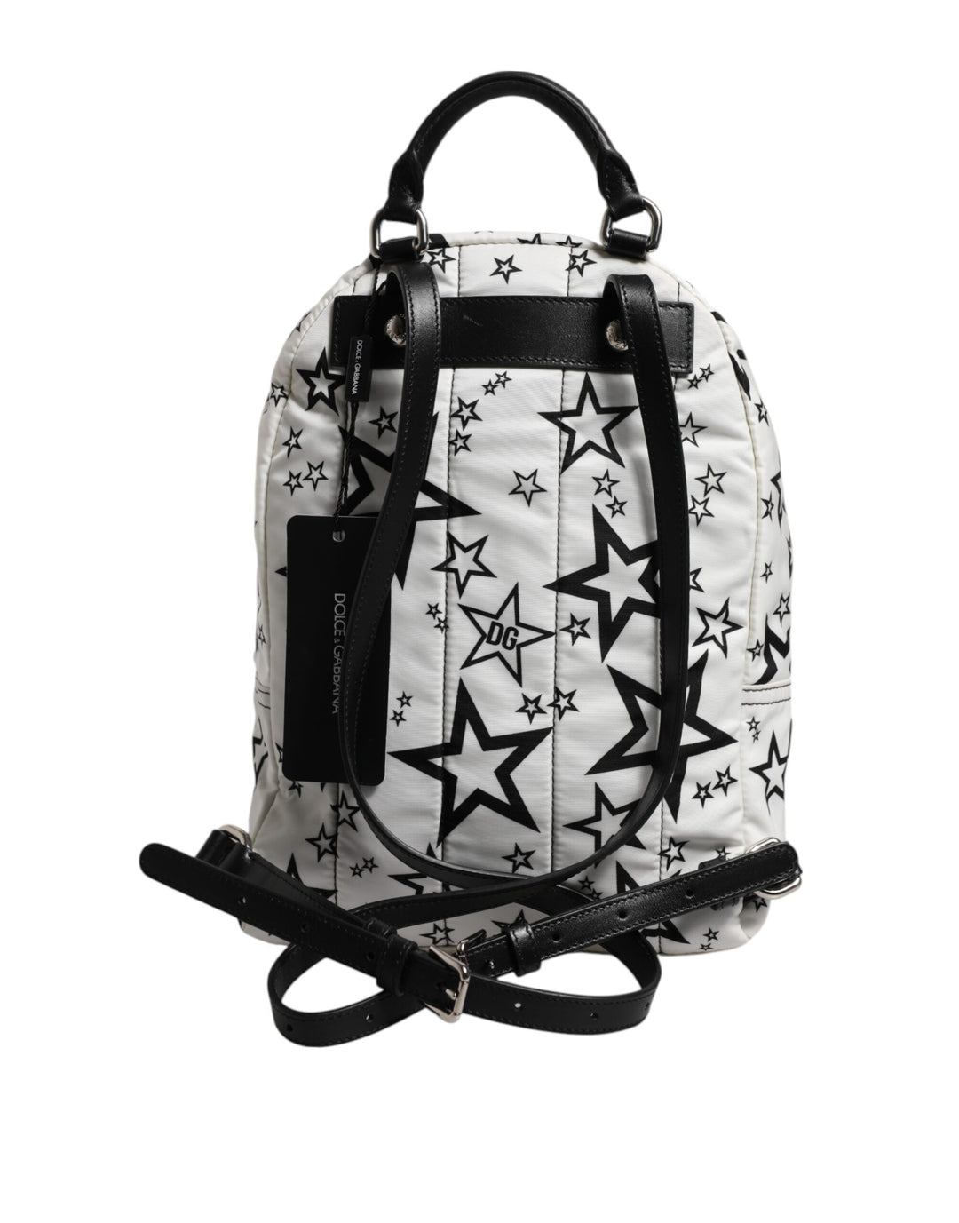 Dolce & Gabbana White DG Stars Print Nylon Travel Backpack Bag