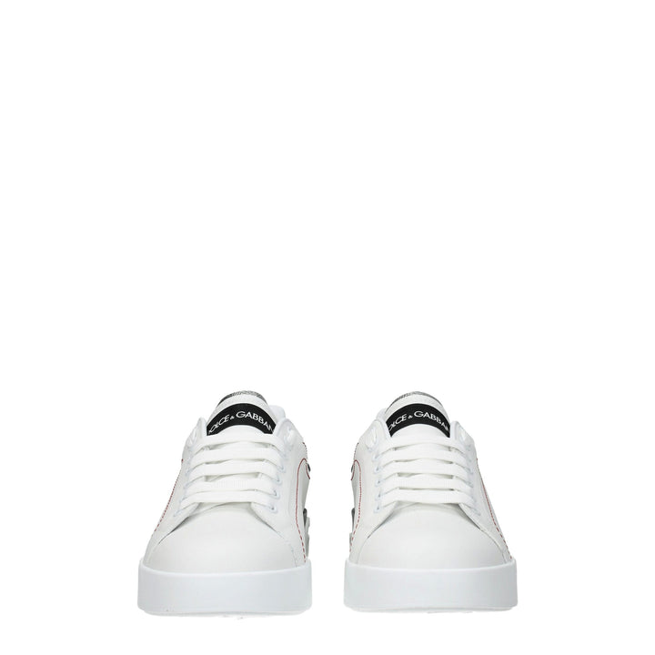 Dolce & Gabbana White Leather Low Top Sneakers