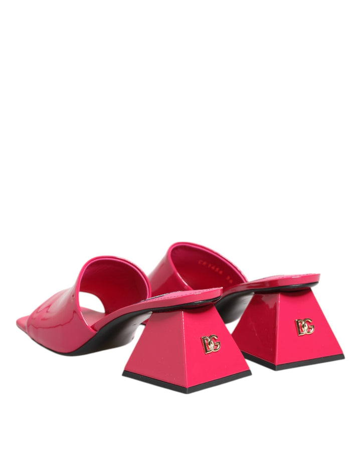 Dolce & Gabbana Pink Open Toe Block Heel Mules Sandals Shoes