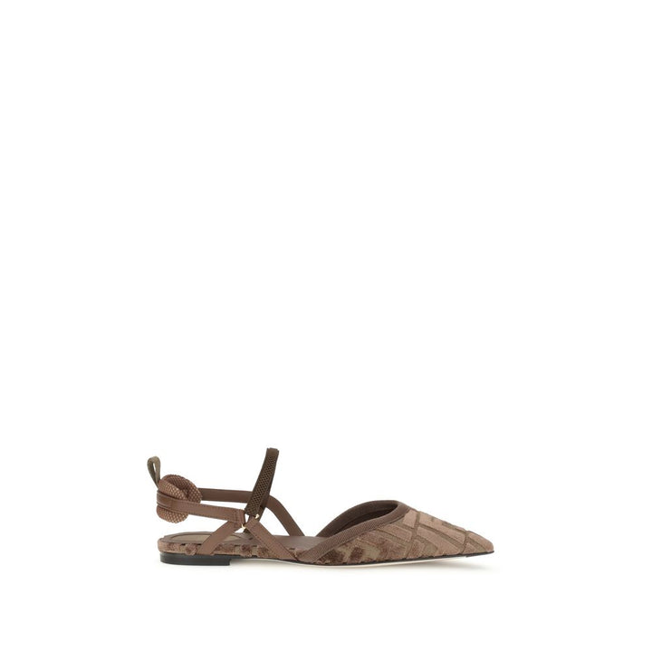 Fendi Brown Polyamide Ballet Flats