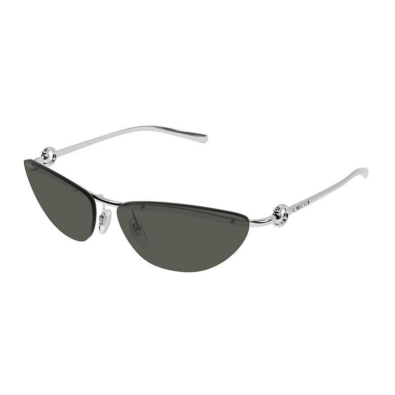 GUCCI シルバーキャットアイサングラス Gucci Cat Eye Rimless, with a Silver frame and Grey lens