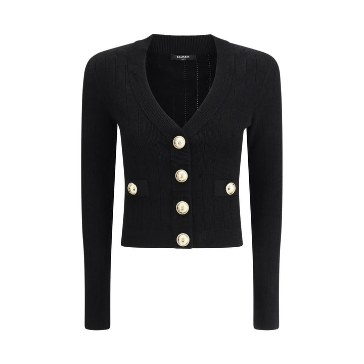 Balmain Black Viscose Cardigan
